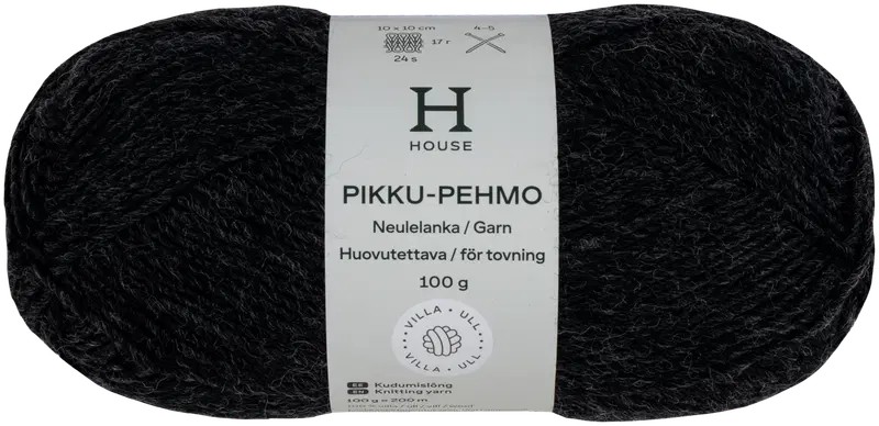 House 羊毛线 Pikku pehmo 100克 炭灰 1307｜House villalanka Pikku pehmo 100 g Anthracite 1307