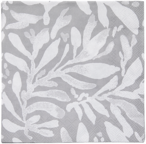 Pentik Hetki 餐巾 叶子 灰色 33x33厘米 20 kpl｜Pentik Hetki servietti lehti harmaa 33x33 cm 20 kpl