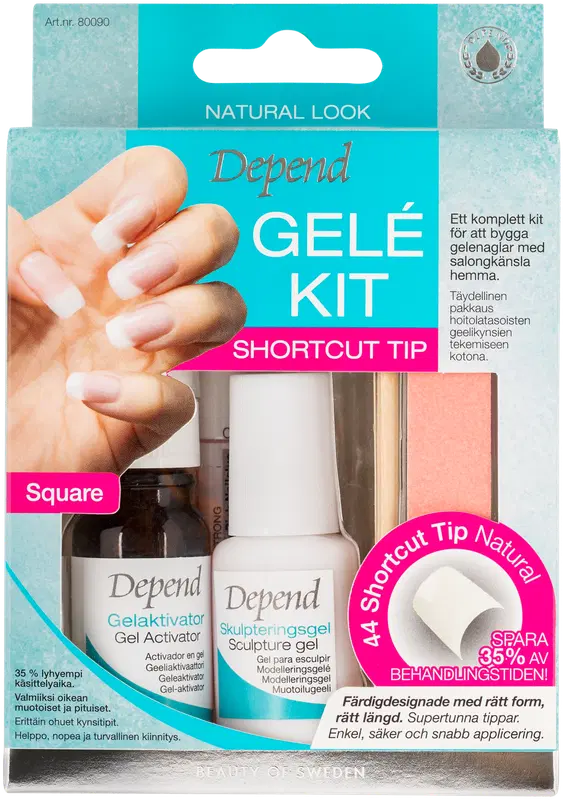 Depend 凝胶套装 - 自然短甲片凝胶指甲套装 nr 80090｜Depend Gelékit -Geelikynsipakkaus Natural Look Shortcut Tip nr 80090