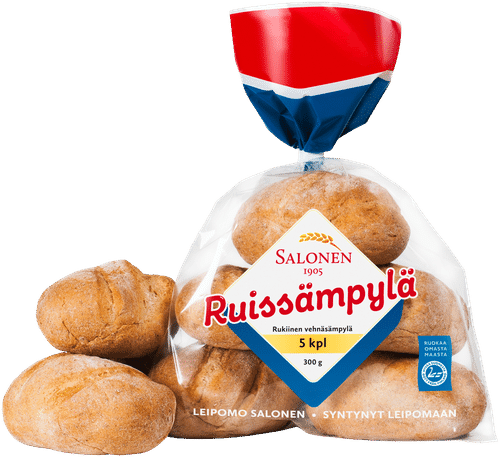 Leipomo Salonen Ruissämpylä 5/300g rukiinen vehnäsämpylä｜Leipomo Salonen 黑麦小圆面包 5/300g 黑麦小麦面包