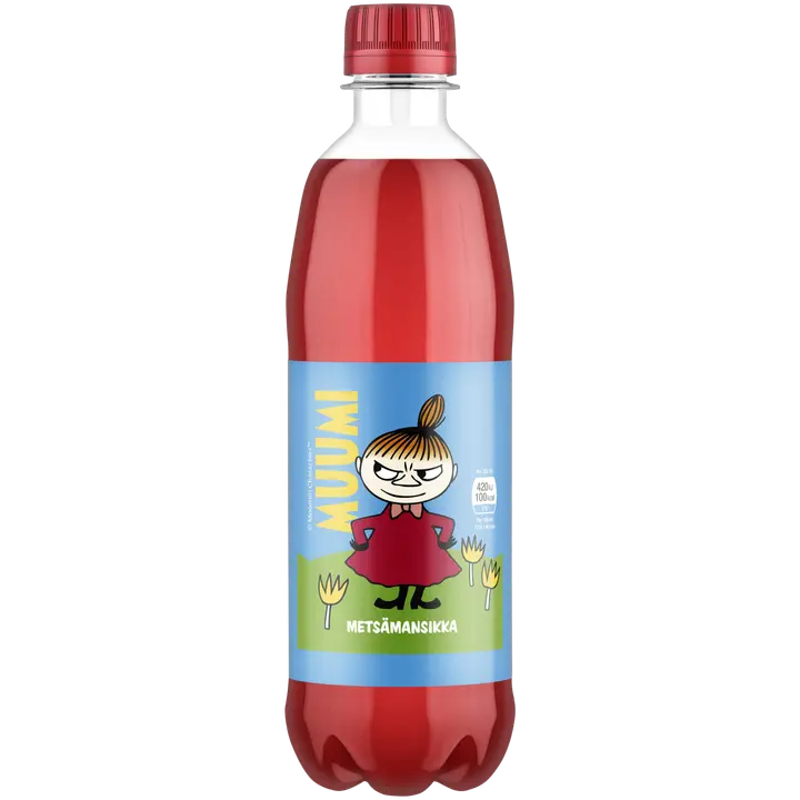 Muumi Metsämansikka virvoitusjuoma muovipullo 0,5 L｜Muumi 森林草莓汽水塑料瓶 0,5 L