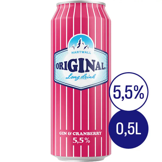 Hartwall Original Long Drink Cranberry 5,5% 0,5 l｜Hartwall Original Long Drink 蔓越莓 5.5% 0,5 l