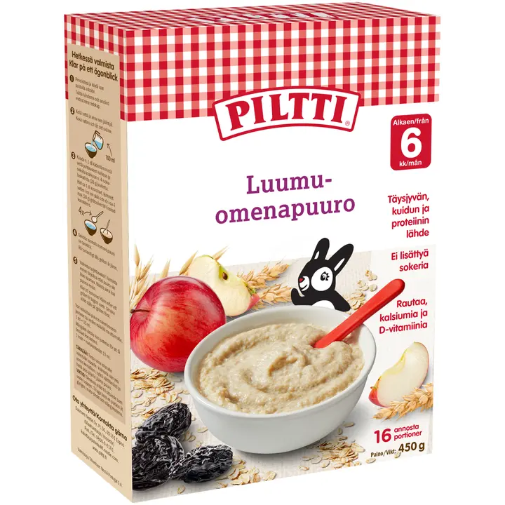 Piltti 450g Luumu-omenapuuro puurojauhe 6kk｜Piltti 450克 梅子苹果粥 粥粉 6个月
