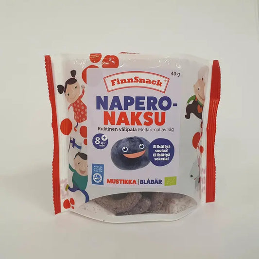 FinnSnack NaperoNaksu luomu mustikka rukiinen välipala 40g｜FinnSnack NaperoNaksu 有机蓝莓黑麦零食 40g
