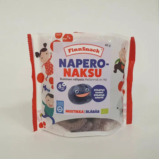 FinnSnack NaperoNaksu luomu mustikka rukiinen välipala 40g｜FinnSnack NaperoNaksu 有机蓝莓黑麦零食 40g