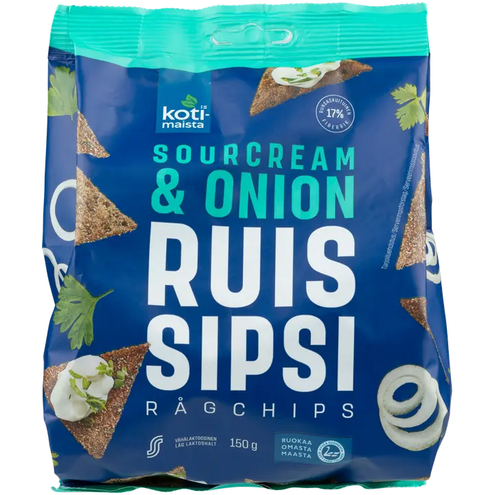 Kotimaista Ruissipsi Sourcream & Onion 150g-Kotimaista 黑麦片 酸奶油和洋葱 150g
