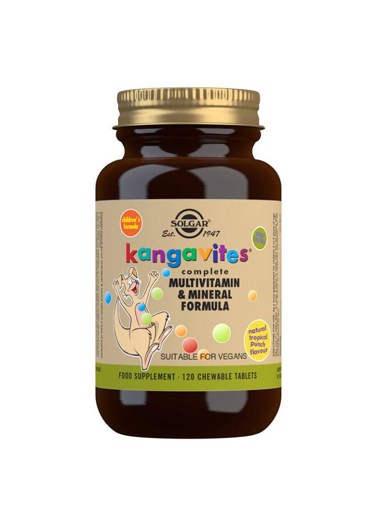 Solgar Kangavites Tropical Punch - Pureskeltava monivitamiini lapsille 120 tabl.｜Solgar Kangavites Tropical Punch - 儿童咀嚼式复合维生素 120 片。