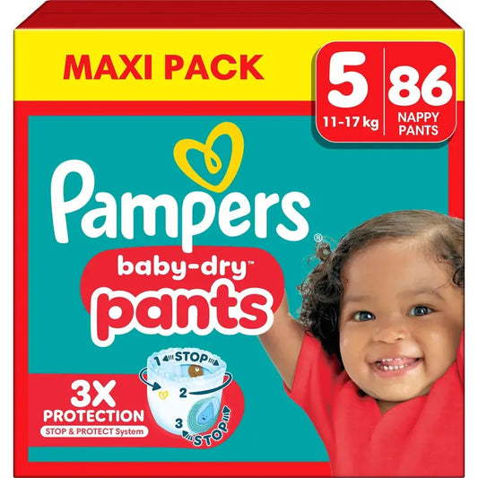 Pampers BabyDry Pants S5 11-17kg 86kpl vaippa｜Pampers BabyDry Pants S5 11-17公斤 86片尿布
