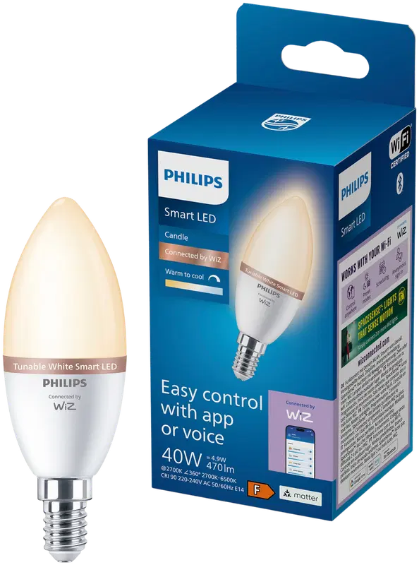 Philips Smart Lighting LED 飞利浦 灯丝灯泡5W C37 E14 2700-6500K 470lm 可调白光