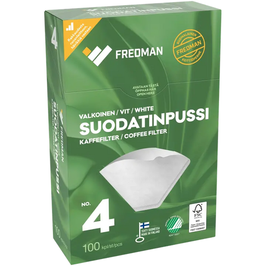 Fredman suodatinpussi No 4 valkoinen 100kpl｜Fredman 滤袋No 4 白色 100kpl