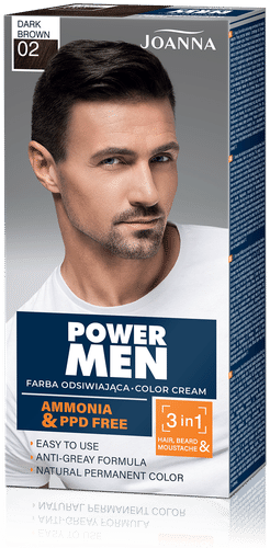 Joanna Power men 染发剂 02 深棕色 永久性｜Joanna Power men hiusväri 02 tummanruskea permanent