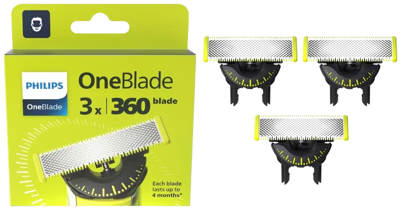 Philips OneBlade 360替换刀头 3件装 QP430/50｜Philips Vaihtoterät OneBlade 360 3 kpl QP430/50