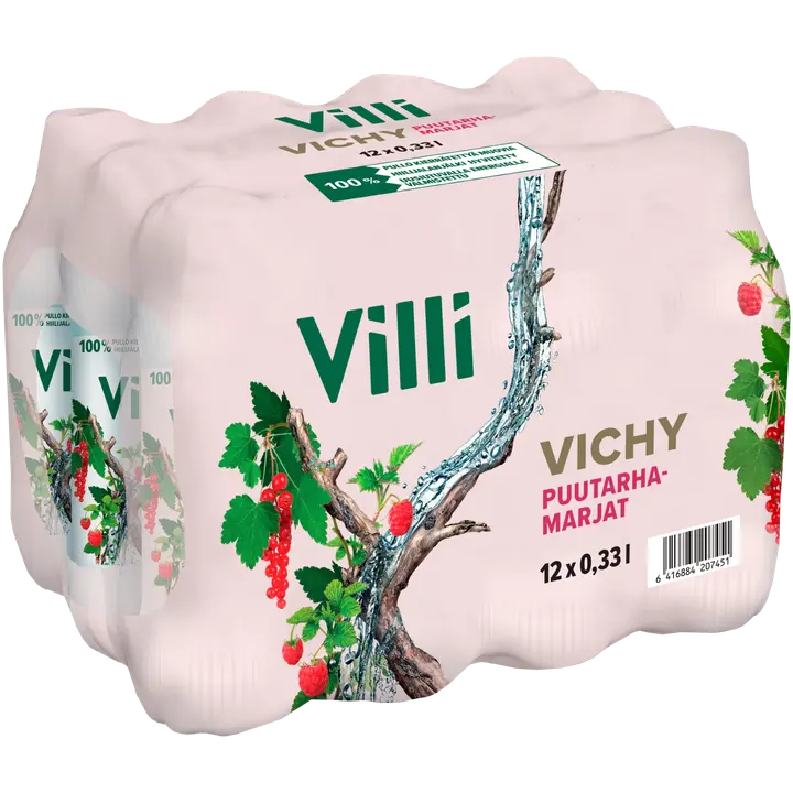 12 x Villi Vichy Puutarhamarjat 0,33 l｜Villi 12 x 野生维希花园浆果 0,33 l