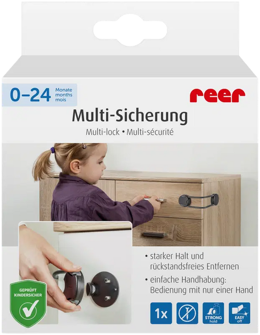 ReeR 通用锁扣，粘扣固定，1件，黑色｜Reer yleissalpa tarrakiinnityksellä 1 kpl musta