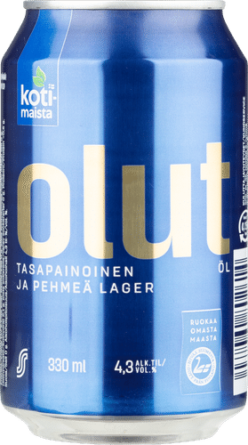 Kotimaista Lager olut 4,3  til-% tölkki 0,33 L