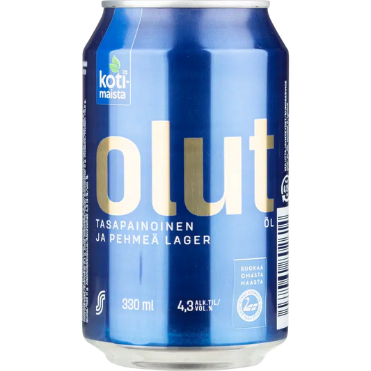 Kotimaista Lager olut 4,3 til-% tölkki 0,33 L｜Kotimaista 4.3 vol% 罐装饮料 0,33 L