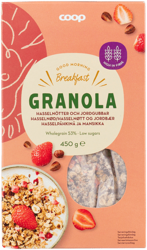 Coop granola hasselpähkinä ja mansikka 450 g｜Coop 榛子草莓格兰诺拉 450g