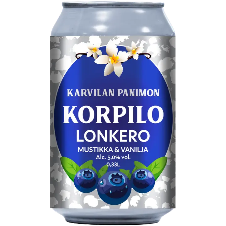 KORPILO Lonkero 5 % Mustikka&Vanilja 0,33 l tölkki｜None KORPILO 触手 5% 蓝莓和香草 0.33 升罐装