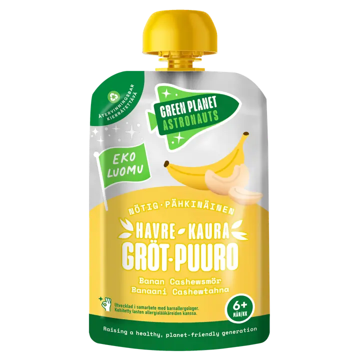 Green Planet Astronauts LUOMU pähkinäinen kaurapuuro banaani 100g 6kk+｜Green Planet Astronauts 有机坚果燕麦香蕉 100 克 6 个月+