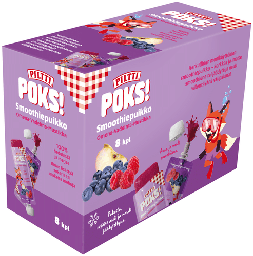 PILTTI POKS! 8x70g Smoothiepuikko Omena-vadelma-mustikka monipakkaus