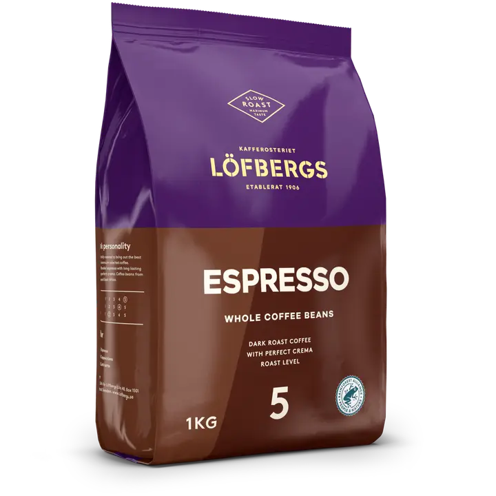 Löfbergs Espresso 1000 g Papukahvi Rainforest Alliance｜Löfbergs 浓缩咖啡 1000 克 咖啡豆 雨林联盟