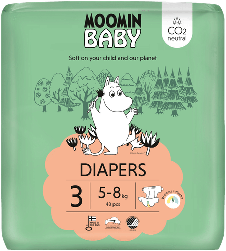 Moomin Baby 粘贴式纸尿裤 3号 48片 5-8kg｜Moomin Baby Diapers teippivaippa 3 - 48 kpl 5-8 kg