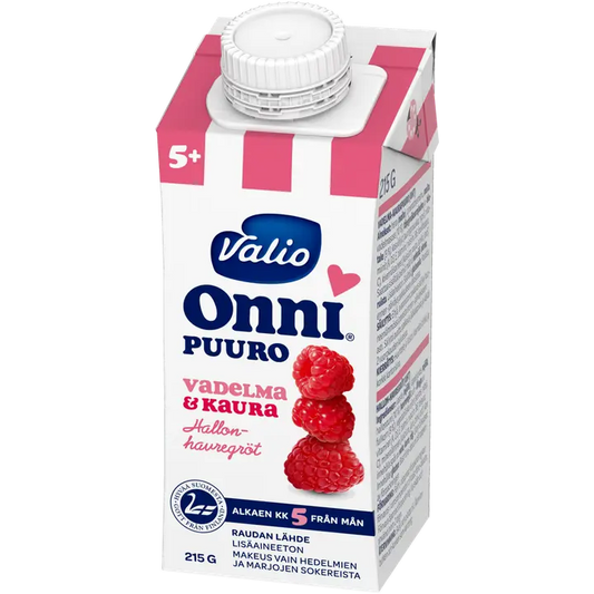 Valio Onni® vadelma-kaurapuuro 215 g UHT (alkaen 5 kk)｜Onni Valio Onni® 覆盆子燕麦片 215 g UHT（5 个月起）