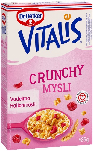 Dr. Oetker Vitalis Crunchy Vadelmamysli 425 g