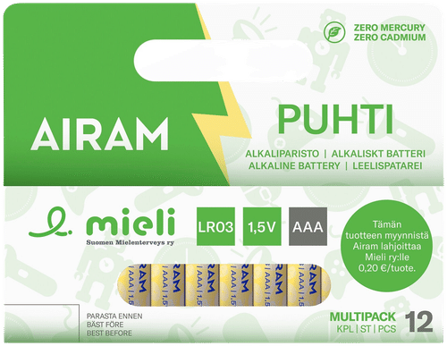 Airam Mielinauha Puhti电池 LR03 AAA 12节装