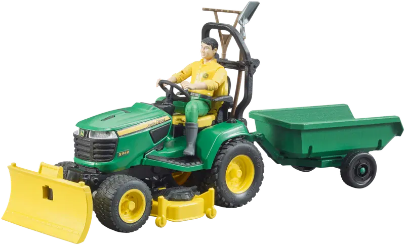 Bruder 玩具 bworld 约翰迪尔园艺拖拉机带拖车和园丁｜Bruder lelu bworld John Deere puutarhatraktori perävaunulla ja puutarhurilla