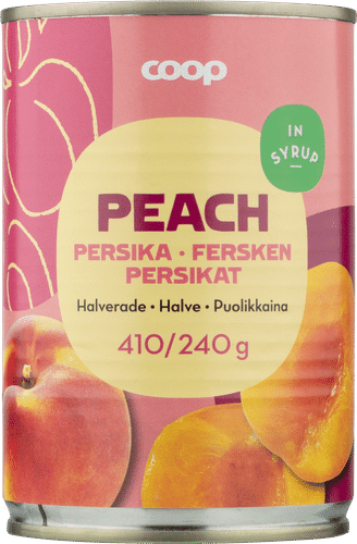 Coop 糖水黄桃半片 410/240 g｜Coop persikat puolikkaina sokeriliemessä 410/240 g