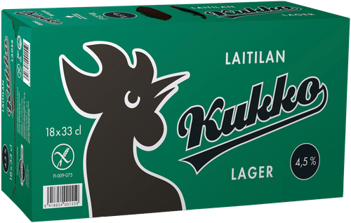 18 x Laitilan Kukko Lager 4,5 til-% 0,33L olut