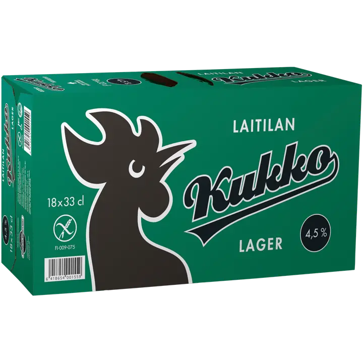 18 x Laitilan Kukko Lager 4,5 til-% 0,33L olut｜Laitilan Kukko 18 x Laitila Kukko 饮料 4.5 vol% 0.33L 饮料
