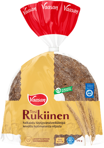 Vaasan Tosi Rukiinen 175 g halkaistu täysjyväruisleipä｜Vaasan 极黑麦面包175克对切全麦黑麦面包