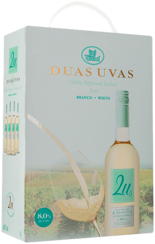 2U Duas Uvas Vinho Regional Lisboa Leve valkoviini 8,0 til-% 3L hanapakkaus
