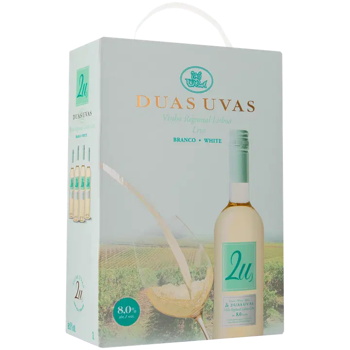 2U Duas Uvas Vinho Regional Lisboa Leve valkoviini 8,0 til-% 3L hanapakkaus｜2U Duas Uvas Vinho 里斯本地区宽白葡萄饮料 8.0 vol% 3L 桶装