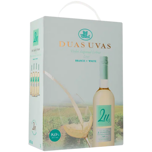2U Duas Uvas Vinho Regional Lisboa Leve valkoviini 8,0 til-% 3L hanapakkaus｜2U Duas Uvas Vinho 里斯本地区宽白葡萄饮料 8.0 vol% 3L 桶装