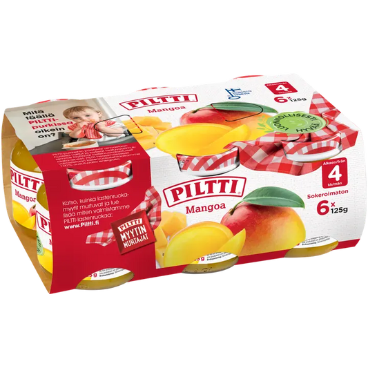 PILTTI 6x125g Mangoa hedelmäsose 4kk｜Piltti 6x125g 芒果果泥 4 个月