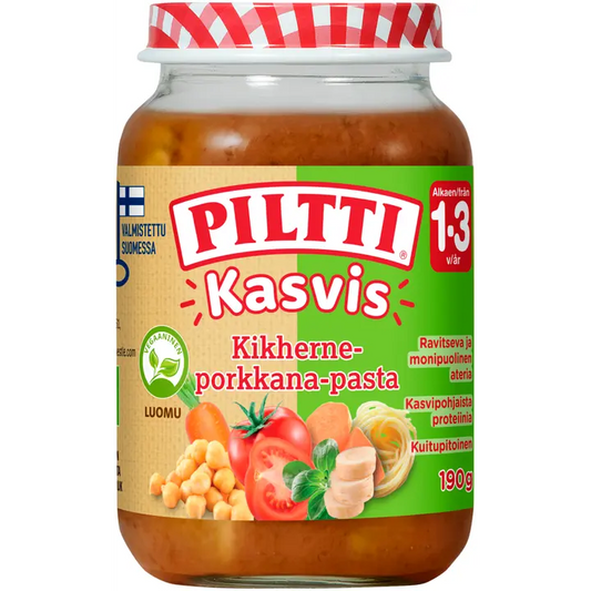 Piltti Kasvis 190g Kikherne-porkkana-pasta lastenateria 1-3v Luomu｜Piltti 蔬菜 190 克 鹰嘴豆胡萝卜意大利面 儿童餐 1-3 岁 有机
