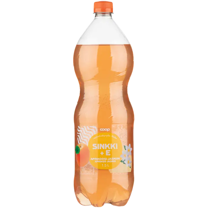Coop aprikoosi-jasmiini sinkki + E-vitamiini hiilihapotettu juoma 1,5l｜Coop 杏茉莉锌+维生素E碳酸饮料 1,5l