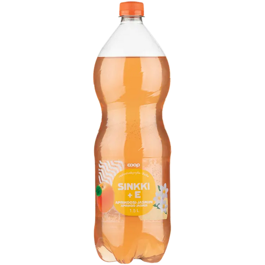 Coop aprikoosi-jasmiini sinkki + E-vitamiini hiilihapotettu juoma 1,5l｜Coop 杏茉莉锌+维生素E碳酸饮料 1,5l