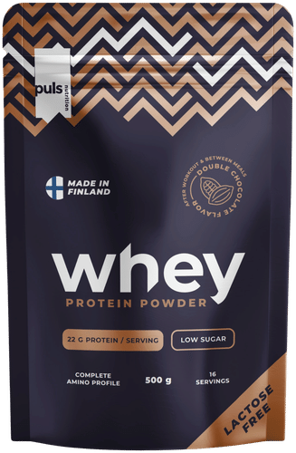 Puls 乳清蛋白粉 双重巧克力 500克 无乳糖 国产｜PULS Nutrition WHEY proteiinijauhe tuplasuklaa 500g laktoositon kotimainen