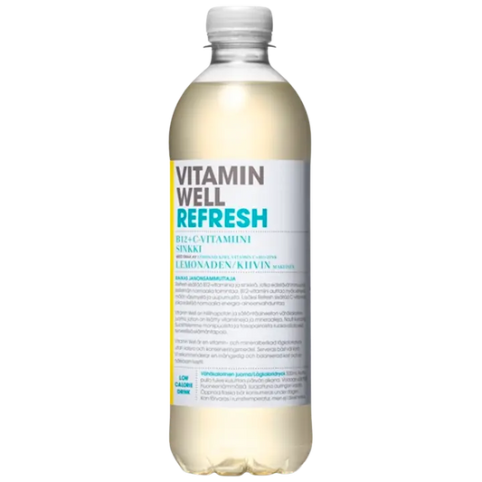 Vitamin Well Refresh lemonaden ja kiivin makuinen vitaminoitu hiilihapoton juoma 500ml｜Vitamin Well 清爽柠檬水和猕猴桃味维生素非碳酸饮料 500ml
