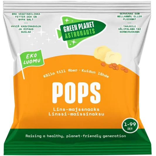 Green Planet Astronauts Luomu Pops linssi-maissinaksu 12kk+ 18g｜Green Planet Astronauts 有机 Pops 扁豆玉米零食 12 个月以上 18g
