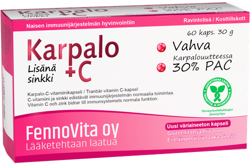 Fennovita 30克膳食补充剂蔓越莓+维生素C 60 kaps