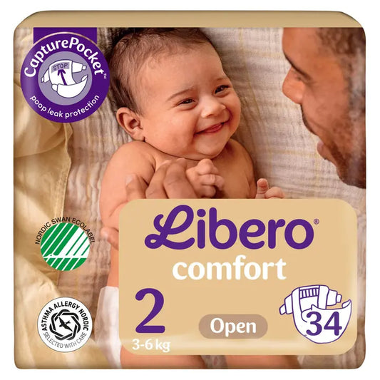 LIBERO Comfort teippivaippa , koko 2, 34kpl, 3-6kg｜Libero 舒适胶带尿布，2 号，34 件，3-6 公斤