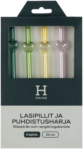House 玻璃吸管4支带清洁刷