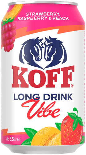 Koff Long Drink Vibe Strawberry Raspberry Peach long drink 5,5 % tölkki 0,33 L