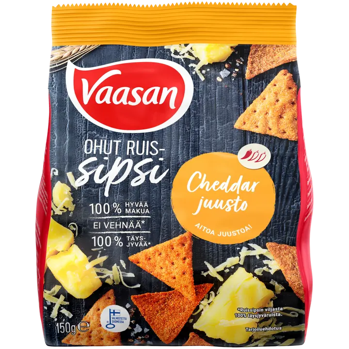 Vaasan Ruissipsi Cheddar Juusto 150g-Vaasan 黑麦片切达干酪 150g