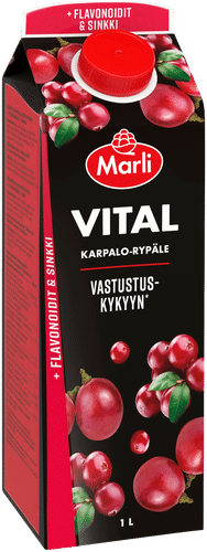 Marli Vital Karpalo-rypälemehujuoma +sinkki ja C-vitamiini 1 L｜Vital Marli Vital 蔓越莓葡萄汁饮料 + 锌和维生素 C 1 L